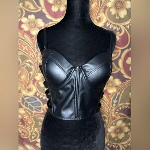 Haute Monde Black Leather Corset Top